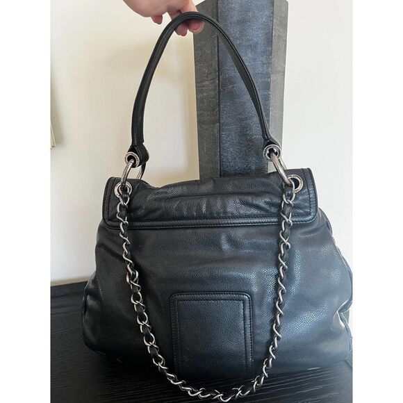 CHANEL Black Glazed Caviar Coco Rider Flap Shoulder Bag With Strap - Picture 11 of 16